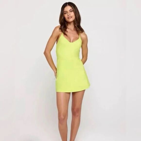 Spiritual Gangster Jet Active Mini Dress in Lime Green Size Large NEW NWT - Picture 7 of 11